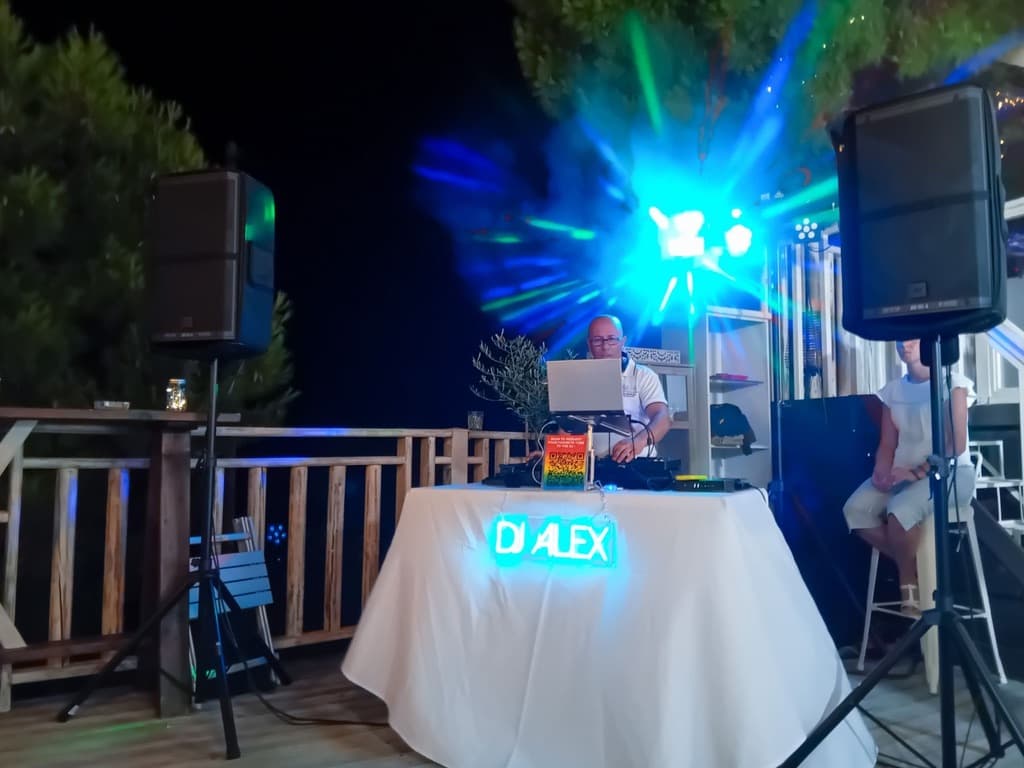 DJ Alex performing at luxury villa wedding in Zakynthos